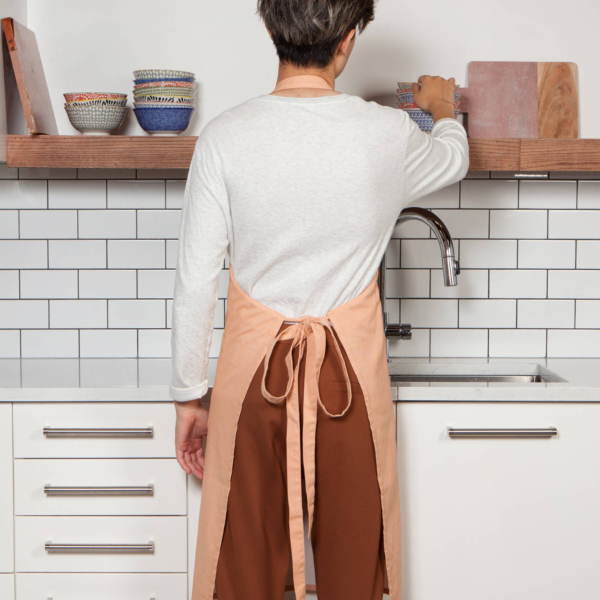 Peach Stonewash Cotton Kitchen Apron