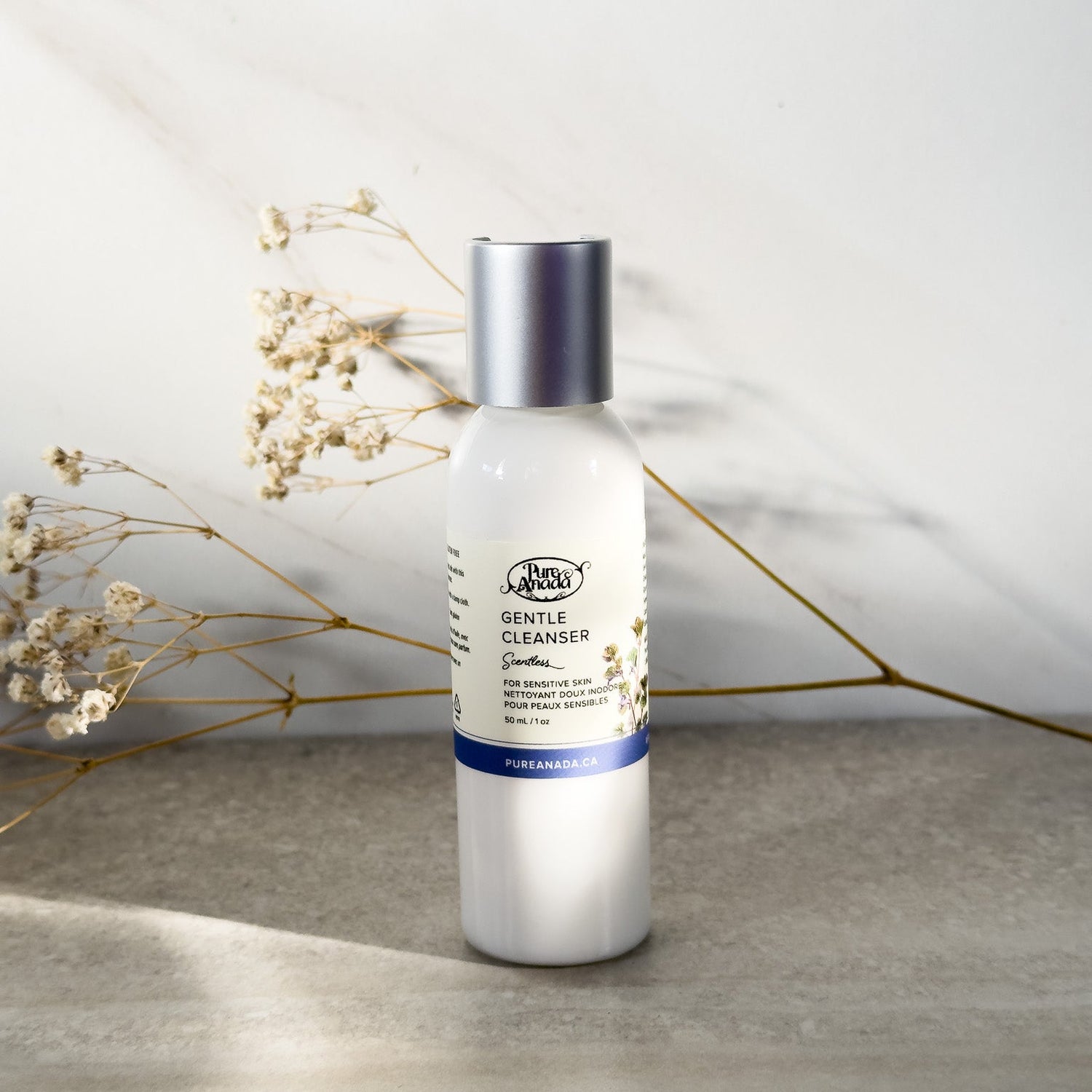 A bottle of unscented natural Pure Anada face cleanser for sensitive skin