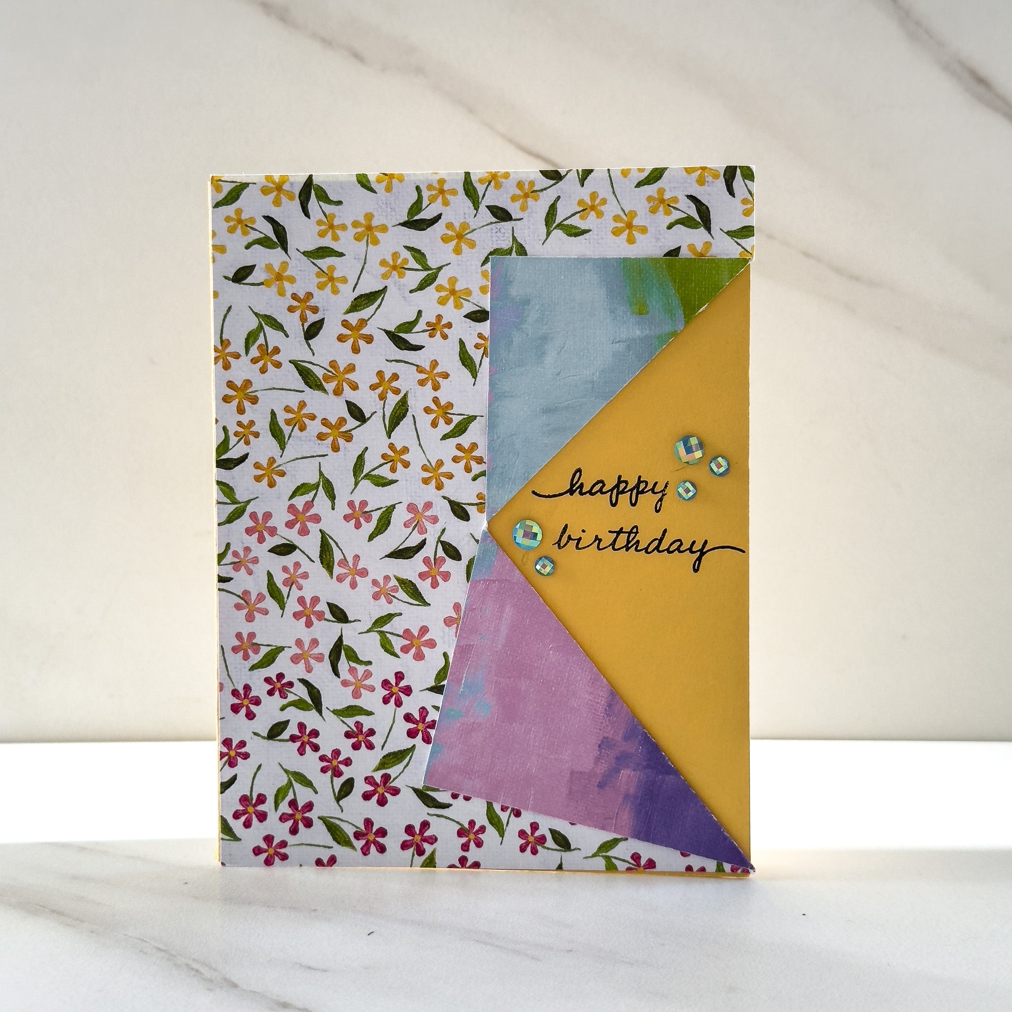 A Happy Birthday card made by Edmonton artist Cassandra Johnson