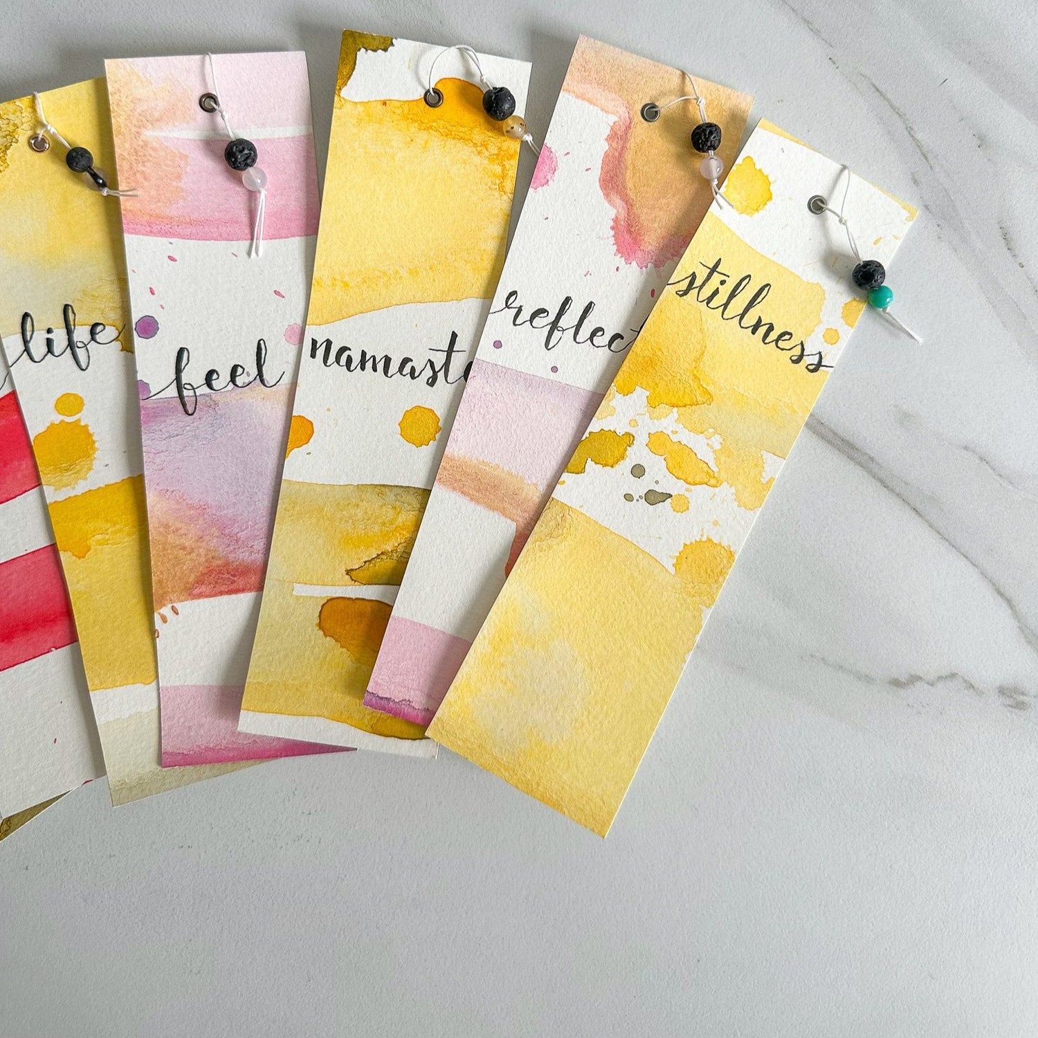 Handmade Watercolour Bookmarks: Yoga