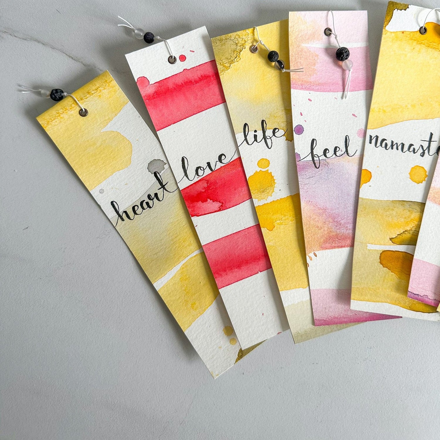 Handmade Watercolour Bookmarks: Yoga