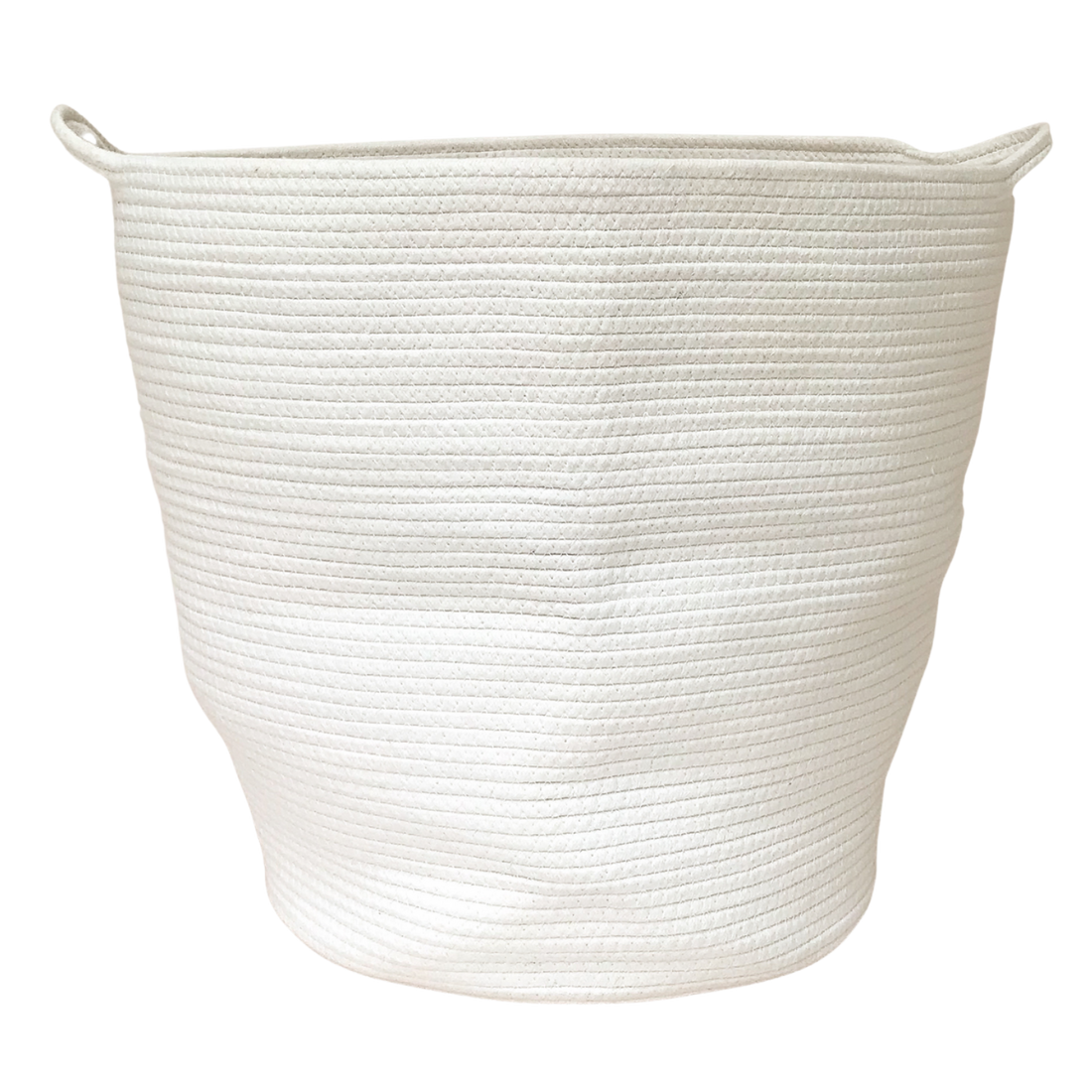 A handmade natural cotton rope laundry basket