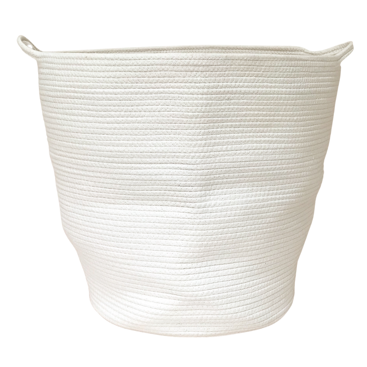 A handmade natural cotton rope laundry basket