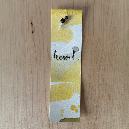 Handmade watercolour bookmark with &quot;heart&quot; message