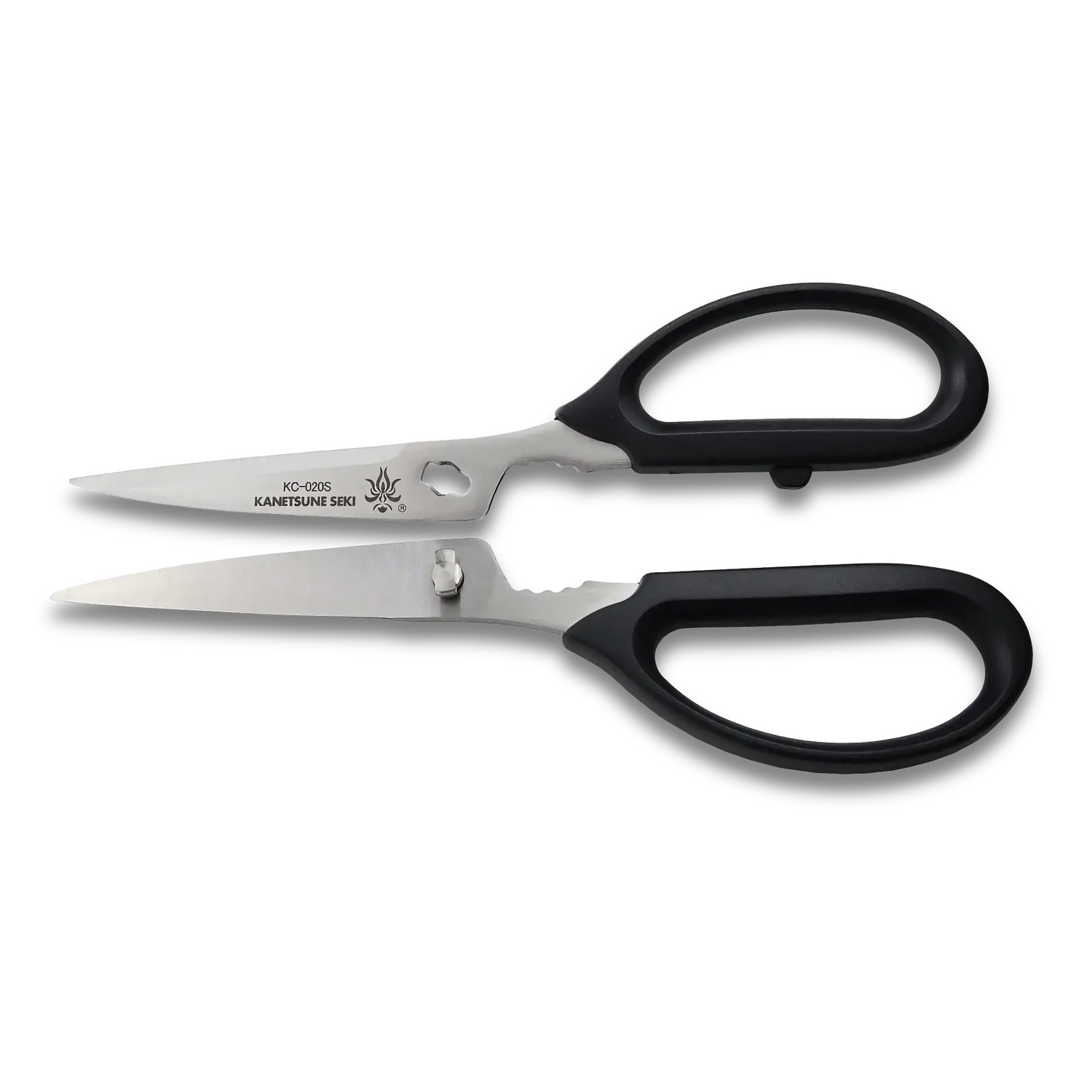 Kanetsune Seki Japanese kitchen scissors with sides separated for cleaning