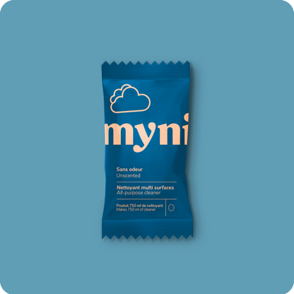 A package of Myni all-purpose cleaning tablet