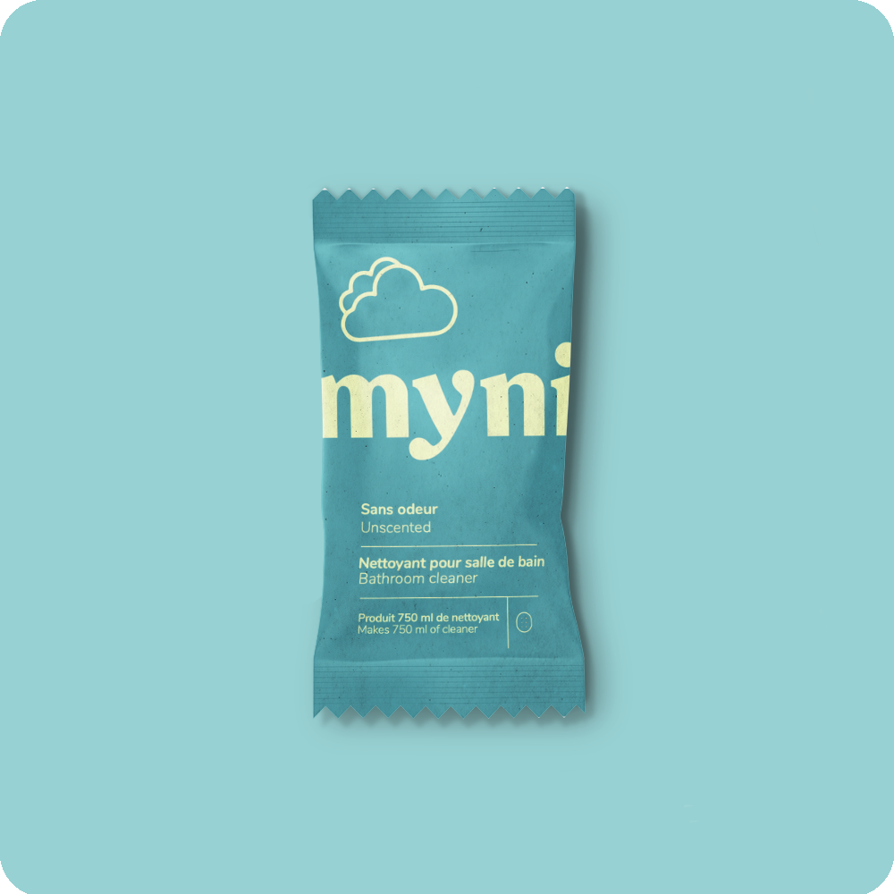 A package of Myni bathroom cleaner tablet