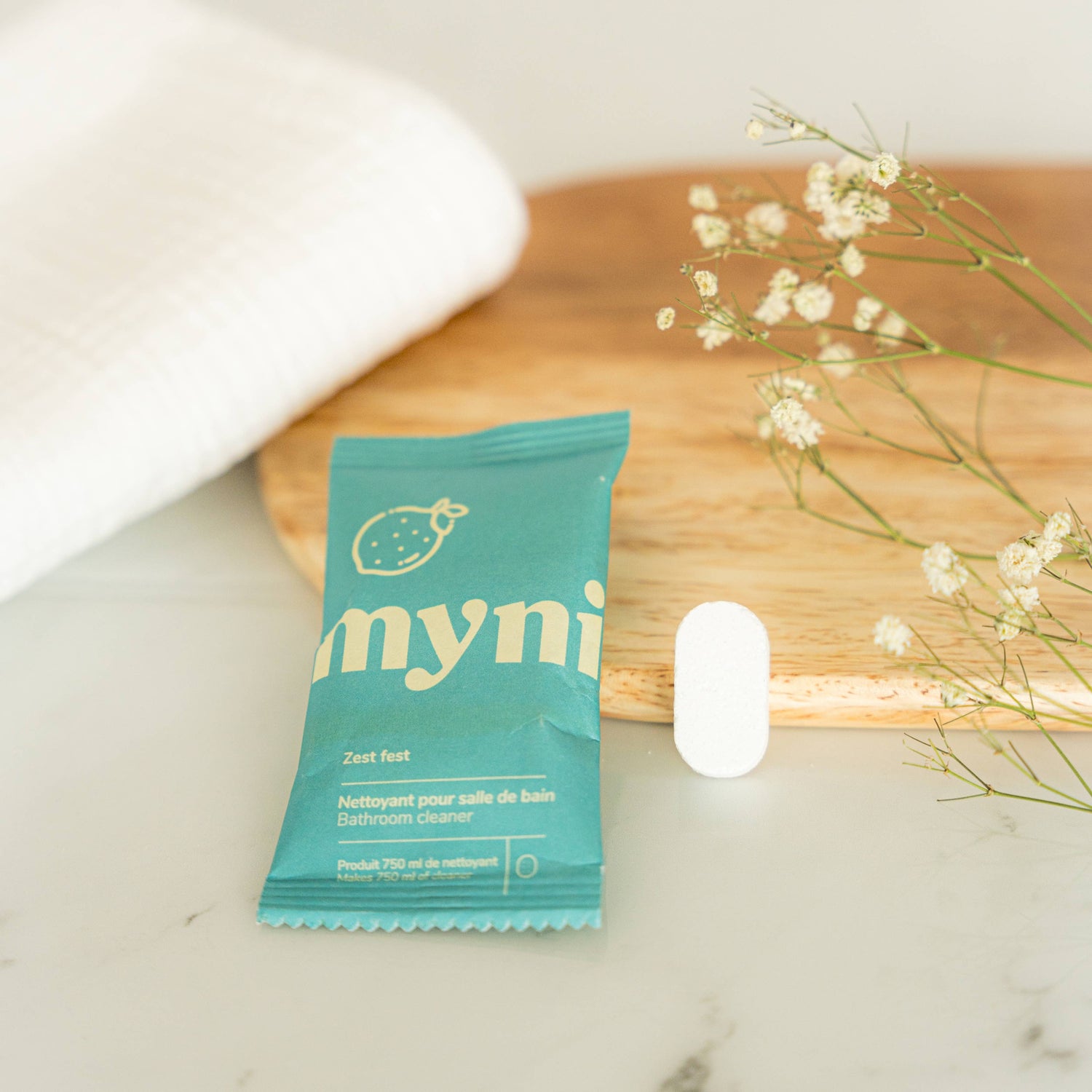 A Myni bathroom cleaner concentrate tablet