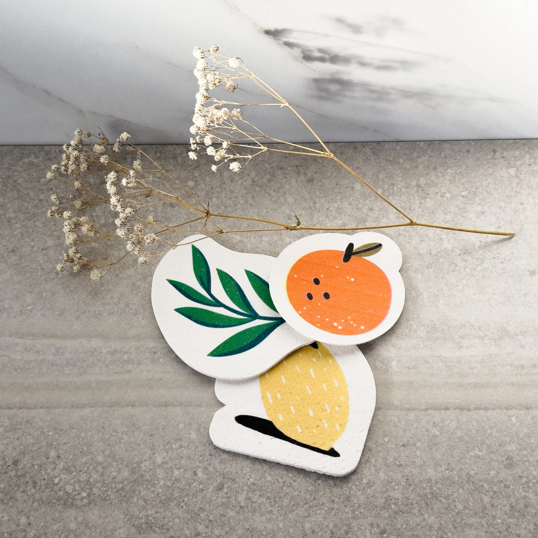 Natural cellulose pop-up sponges with nature graphics