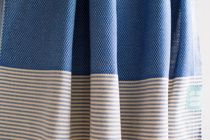 Texture of a blue Turkish bath towel