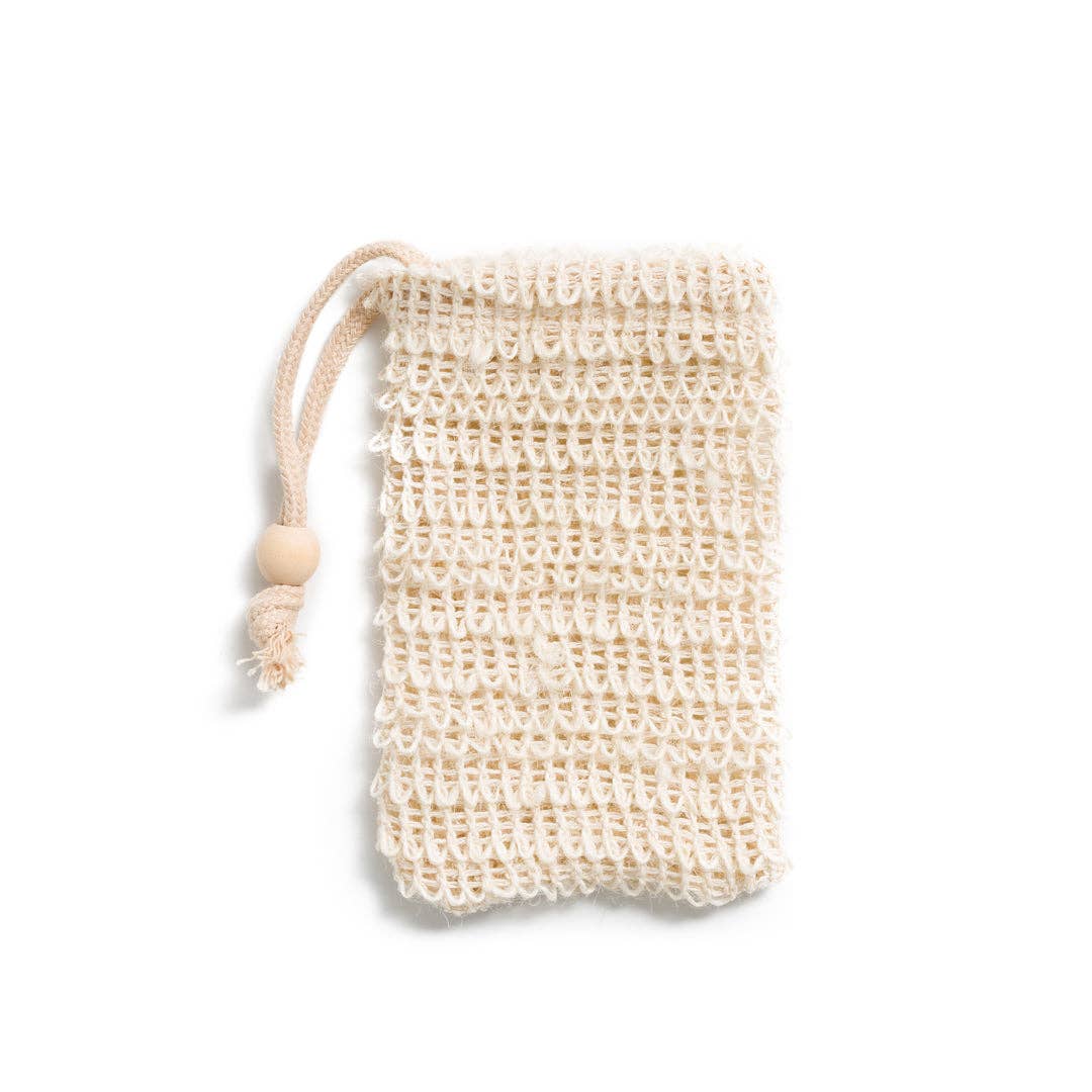 A natural cotton soap saver bag