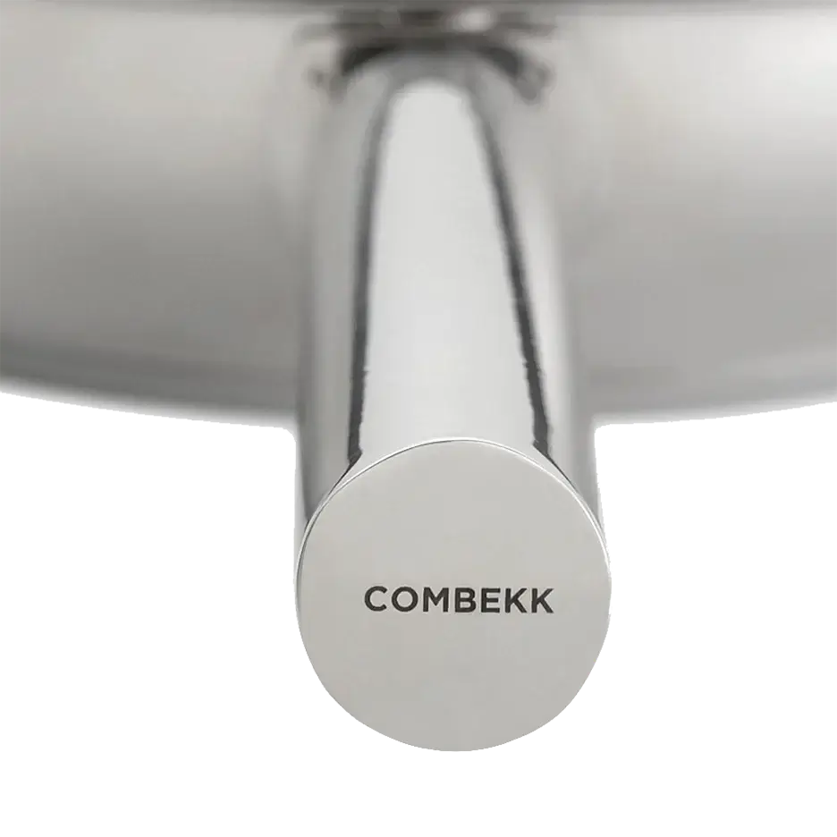 Detail shot of COMBEKK stainless steel fry pan handle