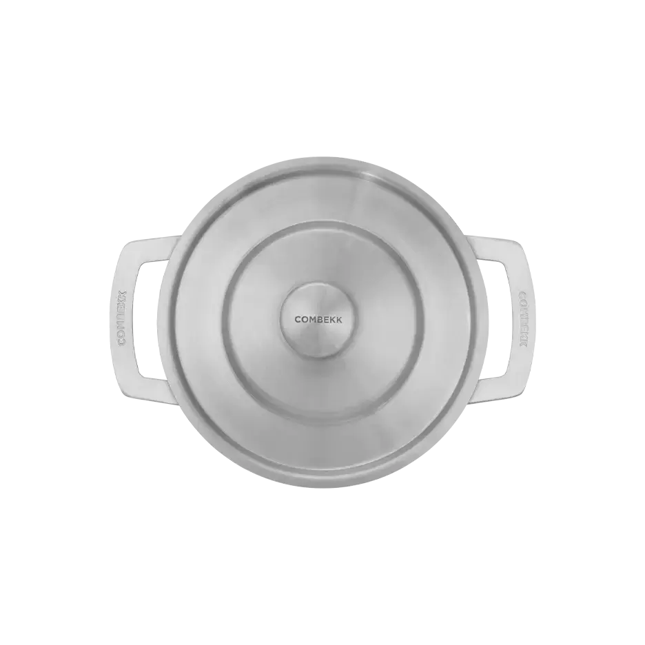 COMBEKK stainless steel pot shown from the top