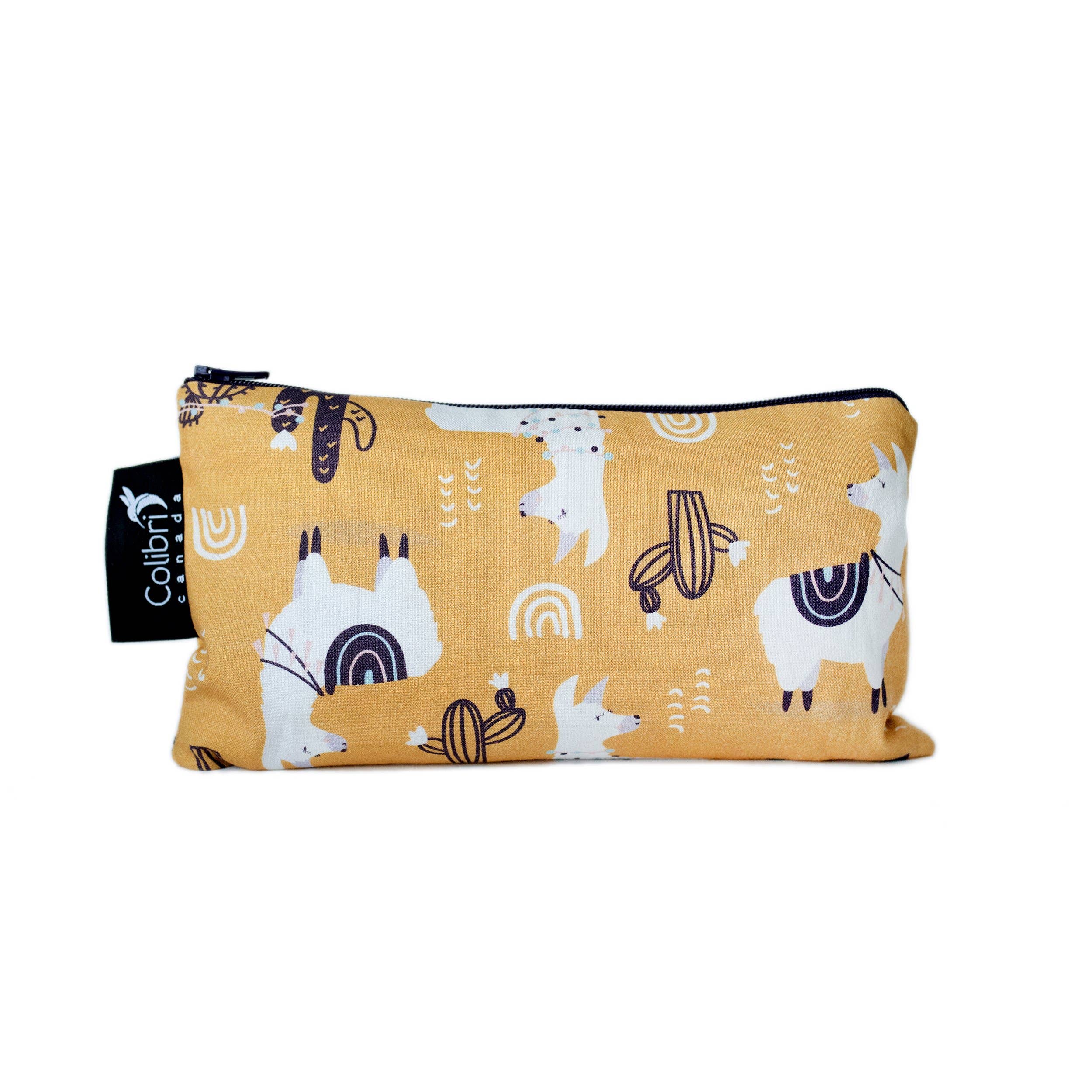 A medium sized llama theme zip bag