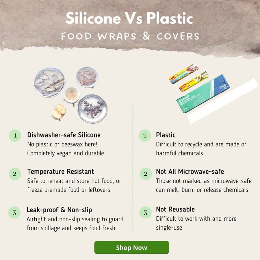 An infographic explaining the benefits of silicone over plastic