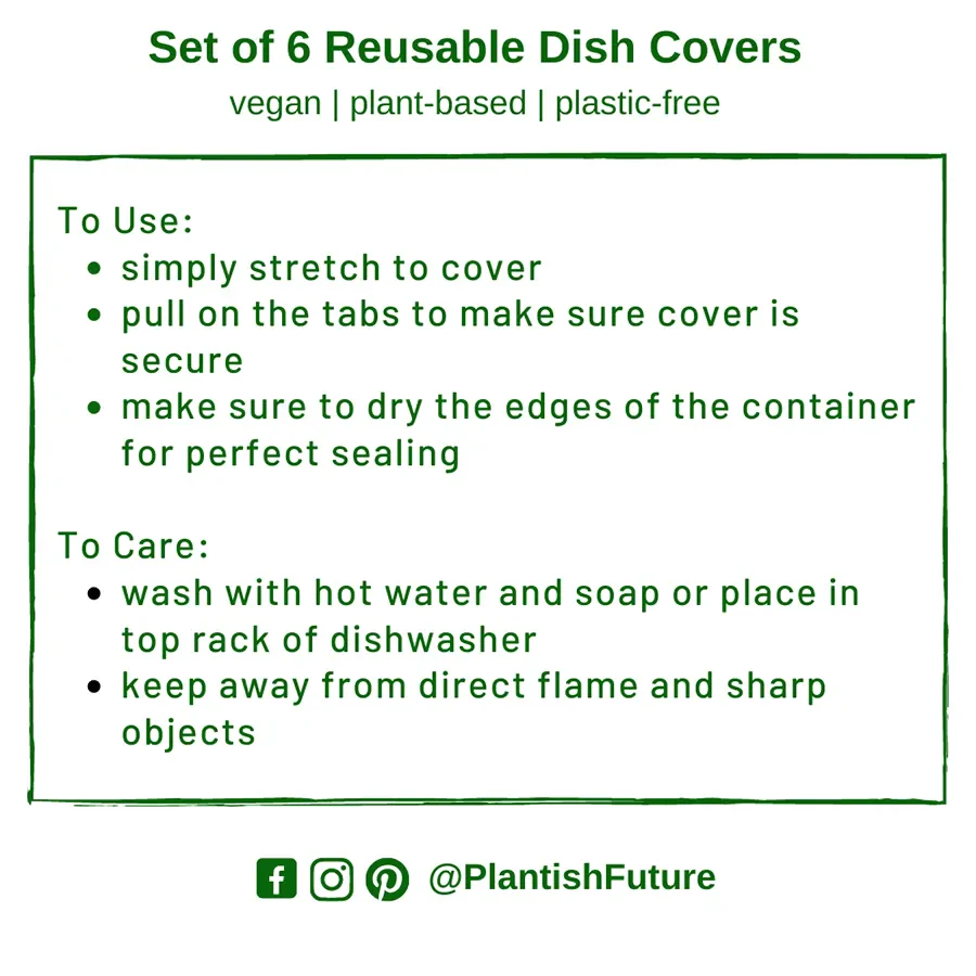 An infographic with use and care instructions for silicone dish covers